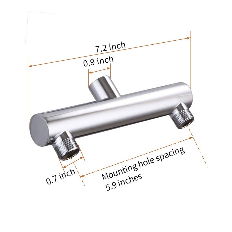 AZOS Chrome Double Outlet Shower Manifold, Suitable for Dual Sprayer Showering System, Can Connect Two Showerheads - Double Enjoyment - Image 4